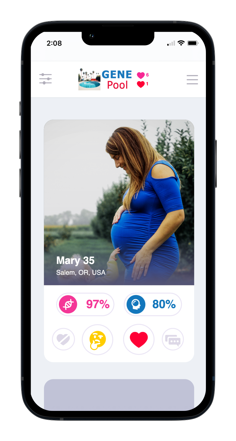 GenePool Matchmaking App - Mobile View
